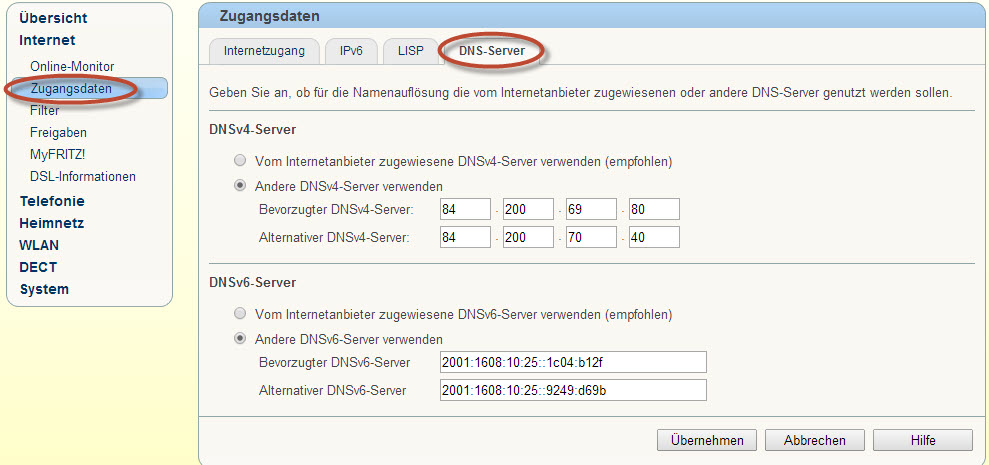 Dns server fritzbox