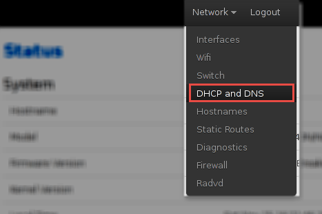 luci/openwrt dns menu