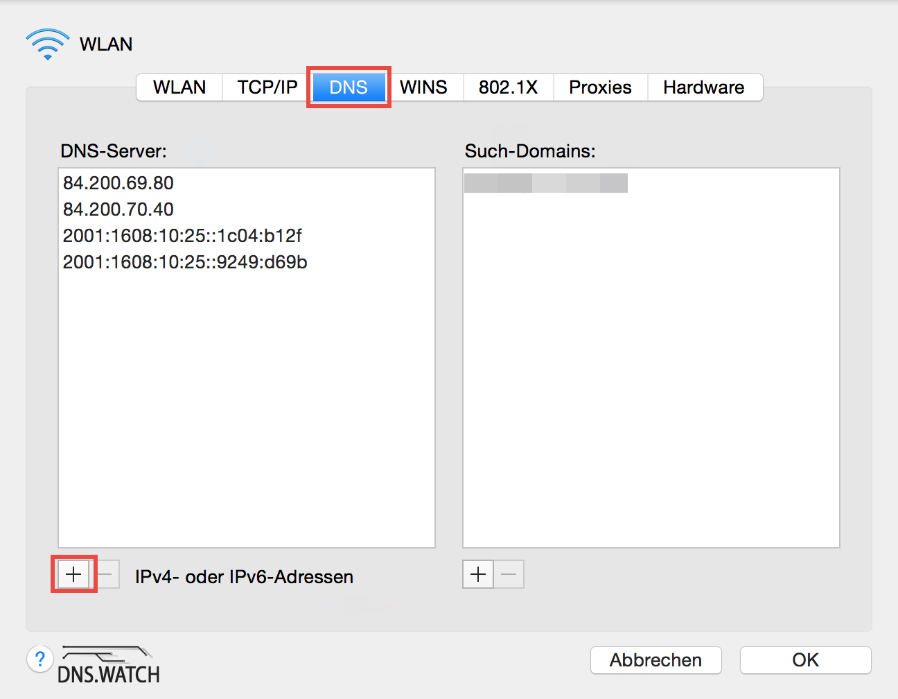 mac os x yosemite dns entry