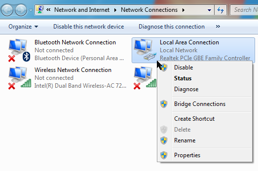 Windows 7 Network Settings for DNS