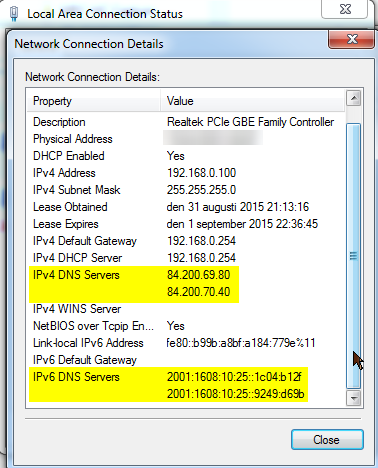 Windows 7 Local Area Connection Status Details